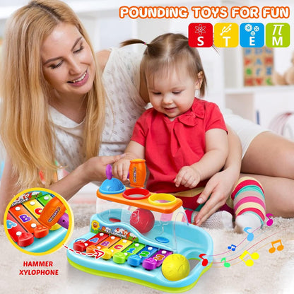Kaysaitoy baby xylophone toy with colorful keys, hammer, and playful design, suitable for 1-year-old boys and girls for early learning.