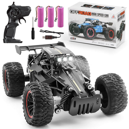Jiakora Remote Control Cars, 2.4GHz High-Speed RC Car for Kids, 1:16 Scale 2WD Off-Road Monster Truck with 3 Batteries for 60min Playtime, Electric Remote Control Vehicle Toys for Age 3+ Boys & Girls