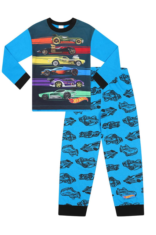 Hot Wheels Boys Long Pyjama Set Cars Pjs For Kids (2-3 Years) Blue