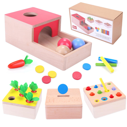 Baby Montessori Toys for 1 Year Old Boys Girls, Wooden Toys for 1 2 3 Year Olds, Baby Sensory Toys 4 in 1 Activity Cube Balls Drop Toy, Toddlers Educational Sorting Toy, Babies 1st Birthday Gifts