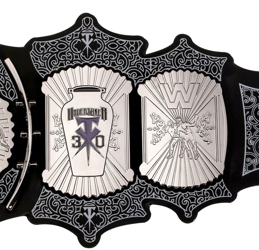 Octal Sports - UnderTaker 30-Years Signature Championship Title Belts Adult Size Upto 46" Wrestling Replica 2mm Gold Coated Leather Base (Black)