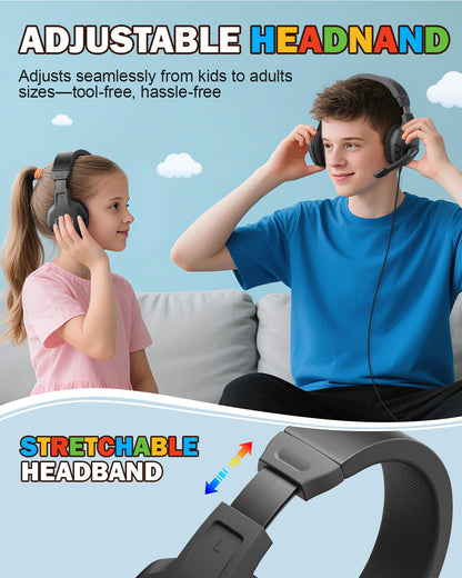 NUBWO U3 gaming headset with over-ear design, flexible microphone, volume control, black color for PC, PS4, Xbox, Mac, and more