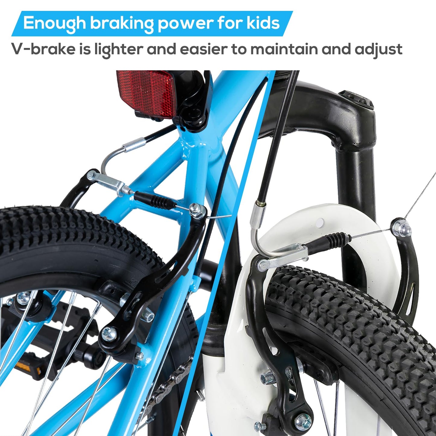 HILAND 24 Inch Kids Mountain Bike, 7 Speed MTB Bike for Boys Girls, Kids Mountain Bicycle with Suspension Fork V-brakes, Blue