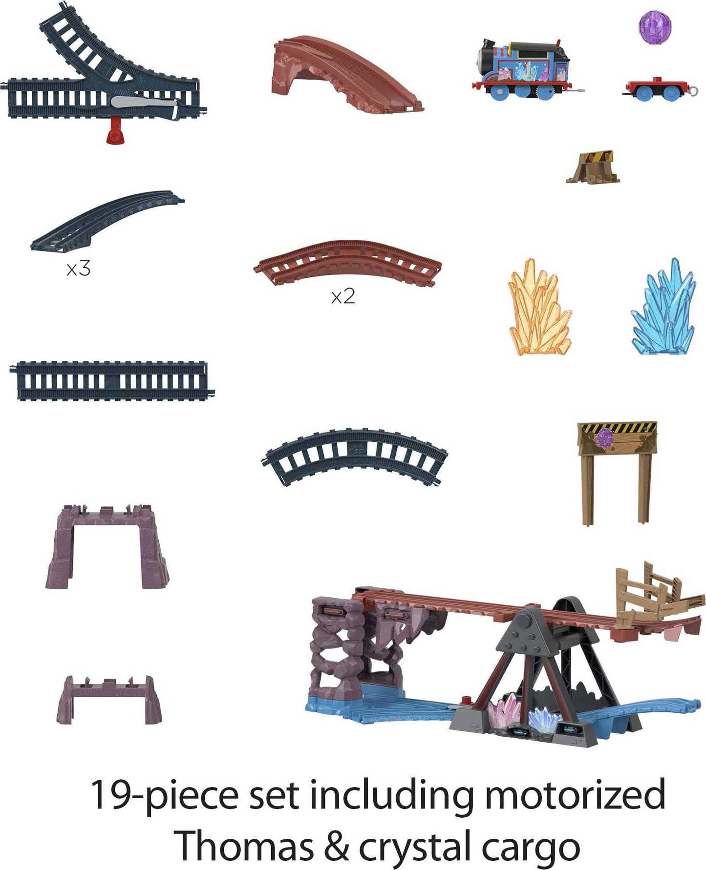 Thomas & Friends Motorized Toy Train Set Crystal Caves Adventure with Thomas, Tipping Bridge & 8 Ft of Track for Preschool Kids Ages 3+ Years, HMC28