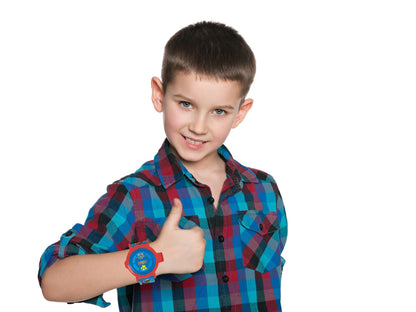 LEXIBOOK Paw Patrol Chase Projection Watch, 20 images of your favourite characters, send code messages with the projections, Blue/Red, DMW050PALXB