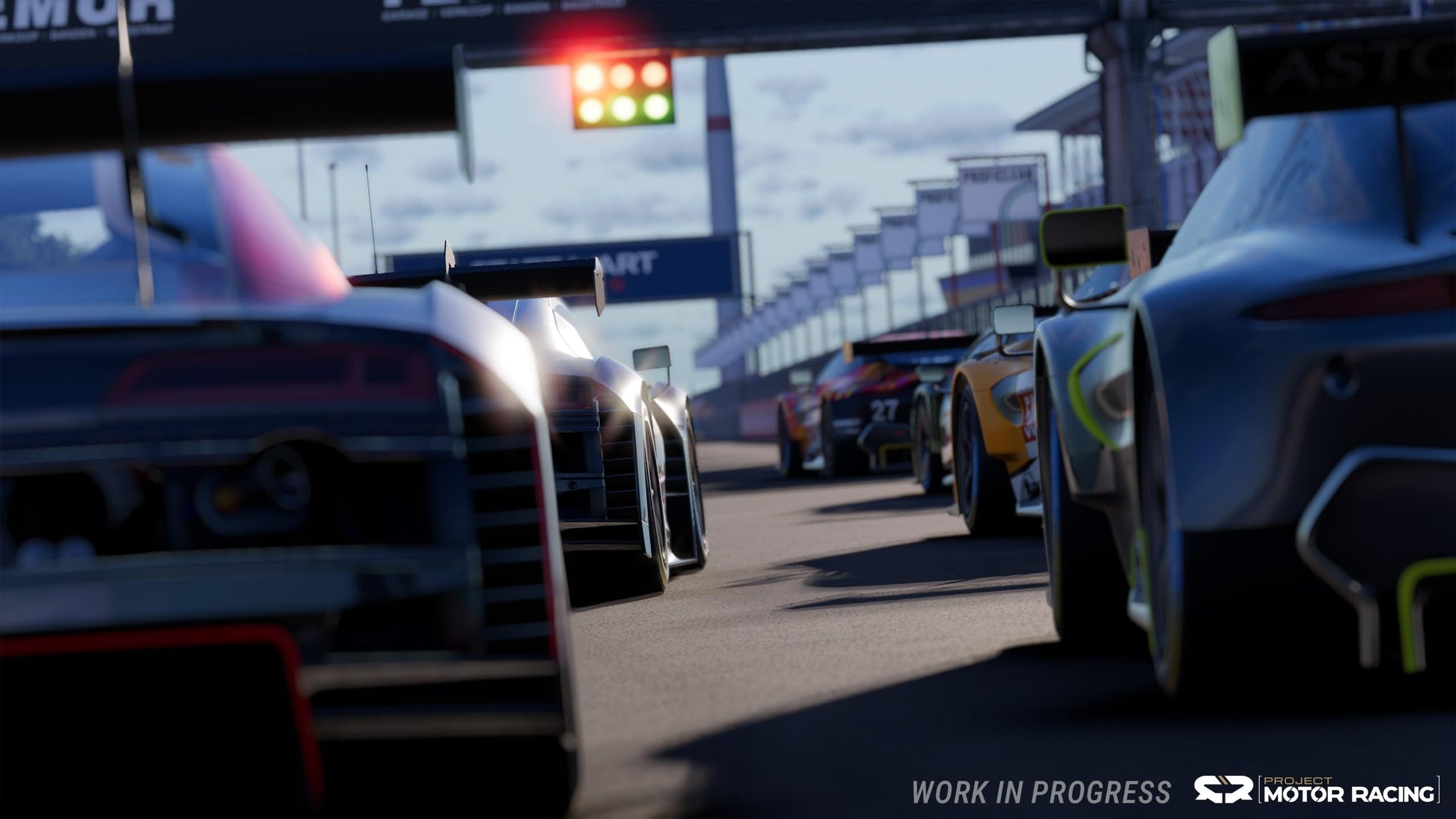 Project Motor Racing PS5 game cover featuring racing cars and dynamic racing scene, developed by GIANTS Software GmbH.