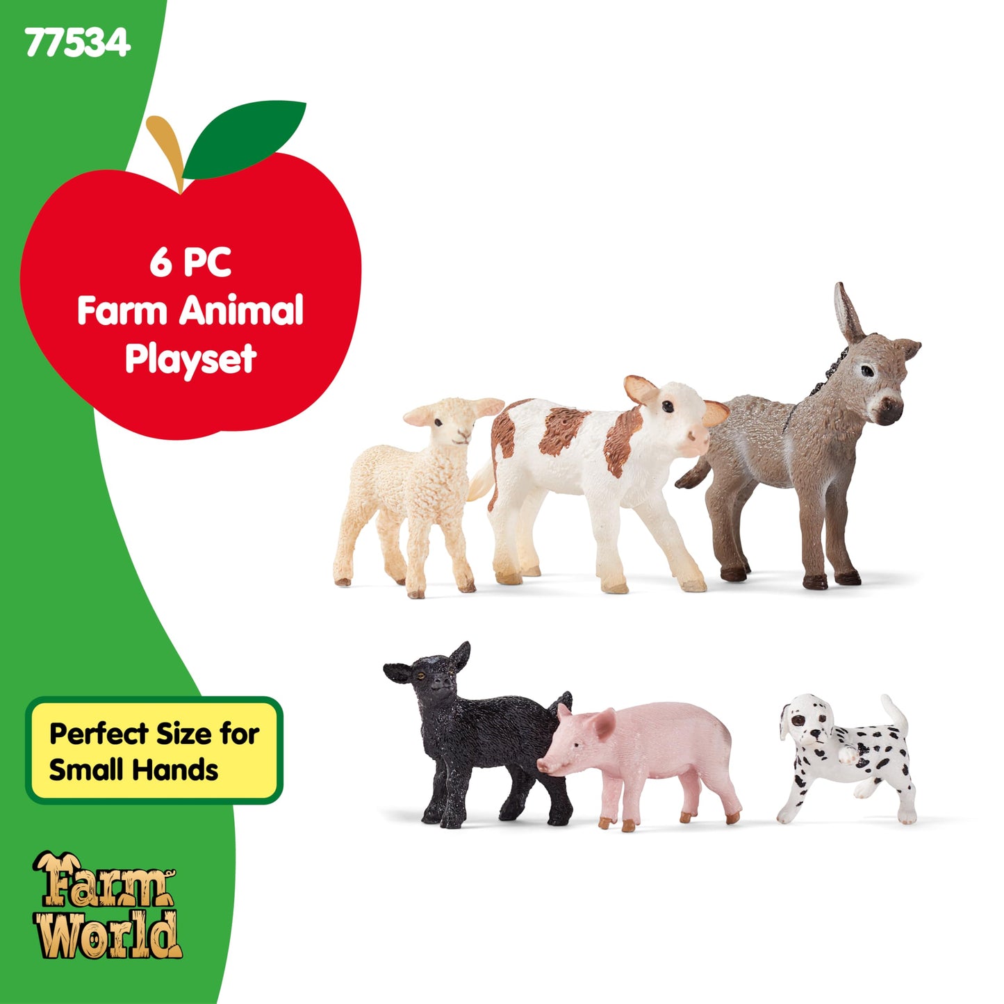 SCHLEICH Farm World - 6 PC Baby Farm Animal Playset with Puppy, Lamb, Goat, Piglet, Calf and Donkey Toys - Realistic Barnyard Figurines - Fun Educational Figures for Kids and Toddlers Ages 3+