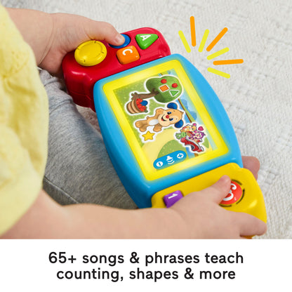 Fisher-Price Laugh & Learn Pretend Video Game Toddler Toy with lights, sounds, and educational songs, UK English version.