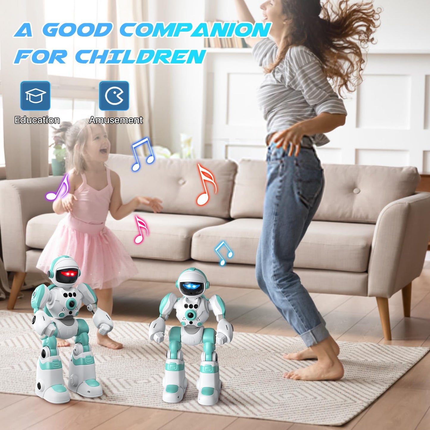 SIMREX Kids Robot Toys, Remote Control Robot, Programmable with Recorded Voice Music Dance Gesture Control, Gift for Toddler Boys and Girls
