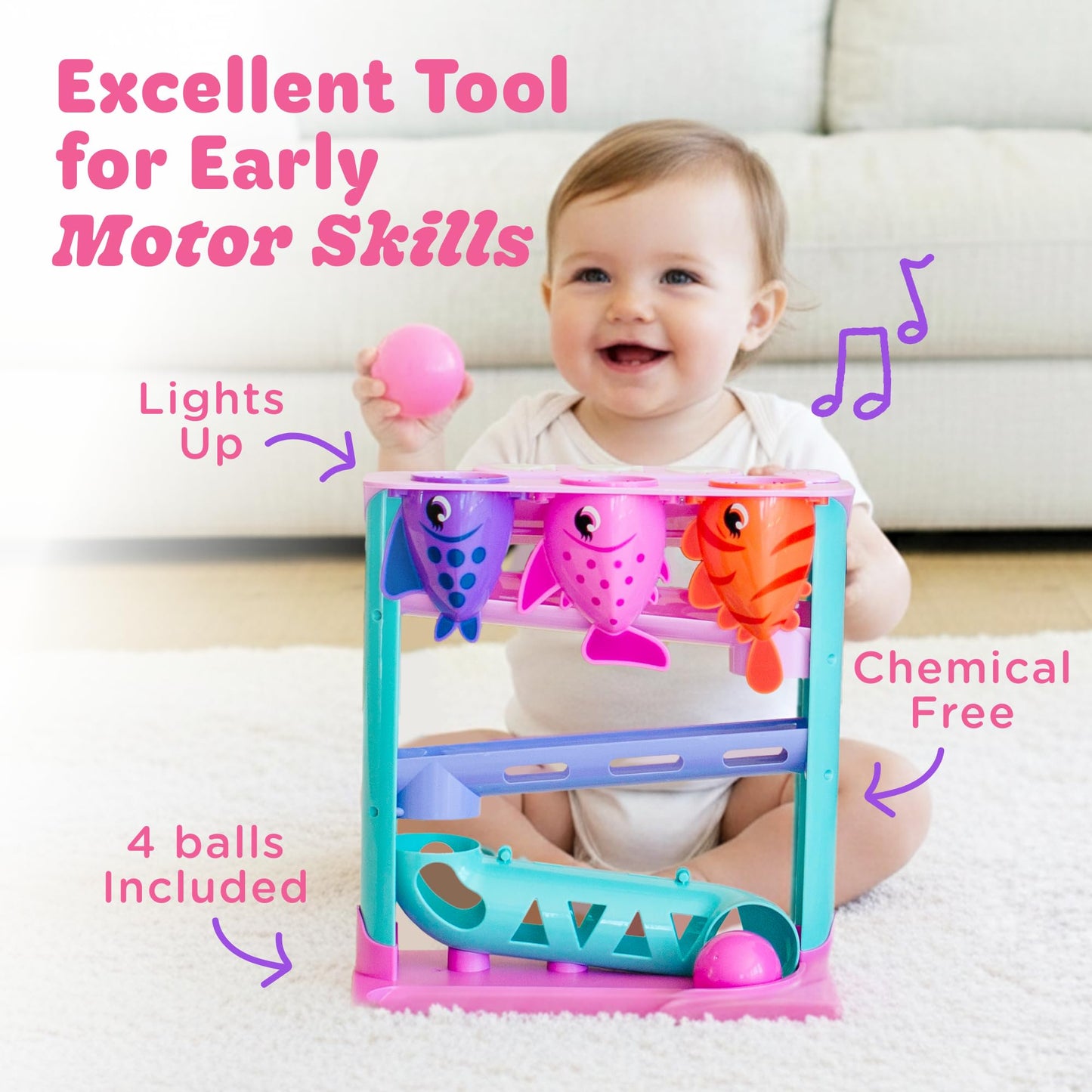 Move2Play, Feed The Fish | Interactive Baby & Toddler Toy | 1, 2+ Year Old Gift & Birthday Present | Boys & Girls Babies Ages 6, 7, 8, 9, 10, 12, 18, 24+ Months Old
