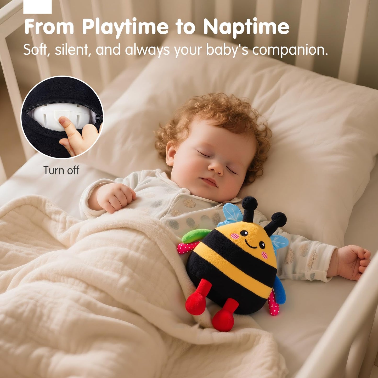 hahaland 4-IN-1 Dancing Bee Baby Toys 6 to 12 Months Boys & Girls Montessori Plush Interactive Sensory Tummy Time Toys, Musical Crawling Walking and Speaking Learning Gifts