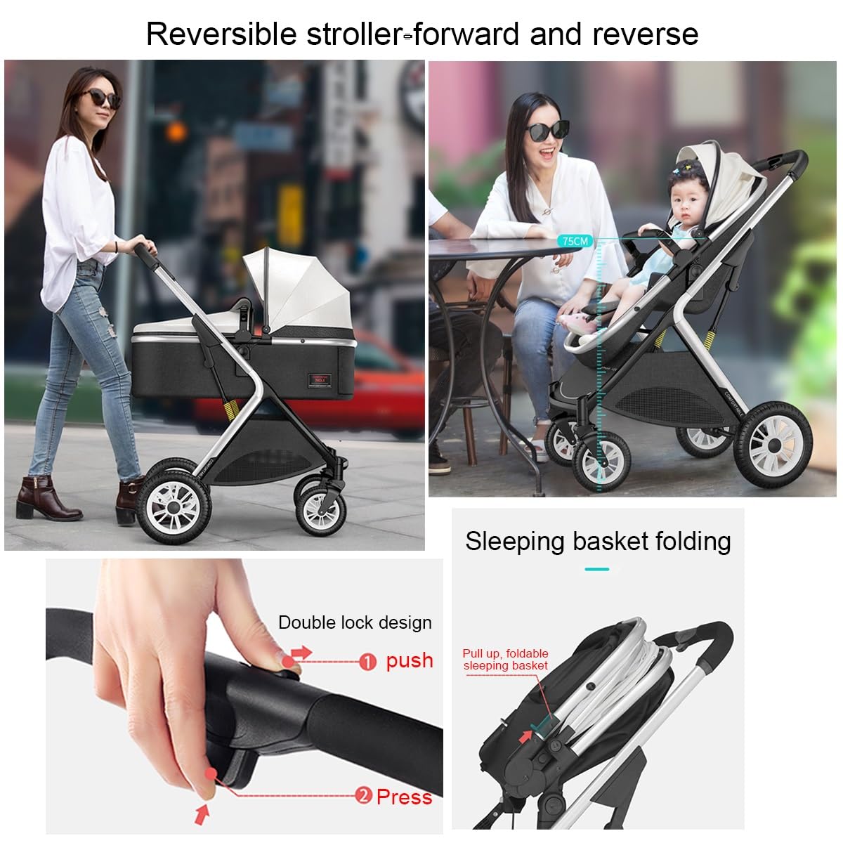 YCKEGEW Double Seat Twin Baby Stroller Luxury Carriage Tandem Pram Side By Side,Detachable Pushchair From Birth to 15 Kg,Infant Twins Stroller Can Sit Lie (Color : Blue)