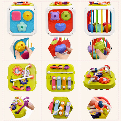 AiTuiTui Montessori Toys for 2 Year Old Boys Girls, 7 in 1 Baby Sensory Toys for 18 Months 2st Birthday Gifts Shape Sorter Activity Stacking Easter Basket Stuffers for Autism Toddlers