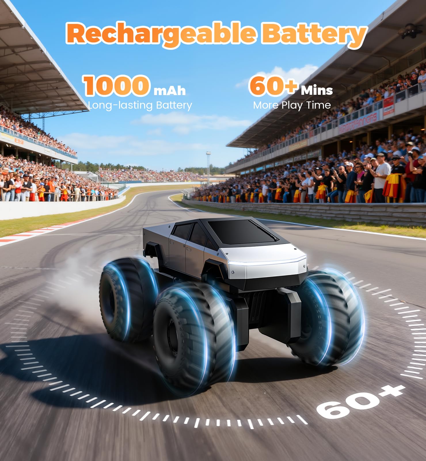 ENEPHE 1:16 amphibious remote control monster truck, waterproof 4WD off-road RC car for kids, suitable for boys and girls ages 5+.