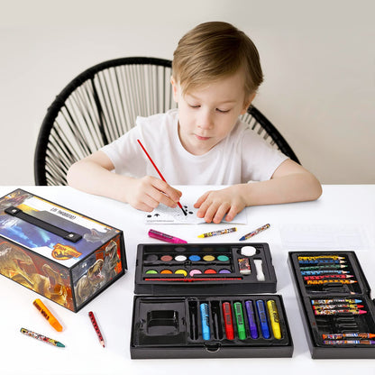 Zawadi Global Jurassic World Kids 52pc Colouring Art Stationery Set with Watercolour Felt Tip Pens Crayons and Pencils Travel Set for Children