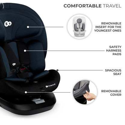 Kinderkraft I-Grow Child Car Seat, I-Size 40-150 cm, 360 Degree Rotation, Isofix, Base Station, RWF and FWF, Special Safety Systems, Easy to Clean, from Birth Group 0/1/2/3 0-36 kg, Black