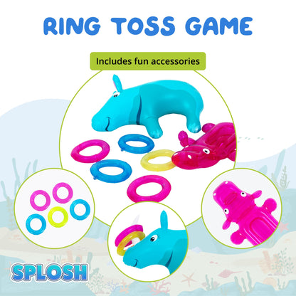 Splosh Jungle Animal Activity Paddling Pool with slide, inflatable ring toss game, perfect for toddlers aged 2-5.