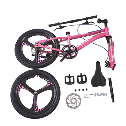 TRIOBLADE Kids Bike 18/20/22/24inch Kids Mountain Bike for Boys and Girls 6-15 Years Old Junior Mountain Bikes 3 Spoke Wheels Children Bicycle with Shock Absorber Dual Disc Brake(Pink, 20inch)