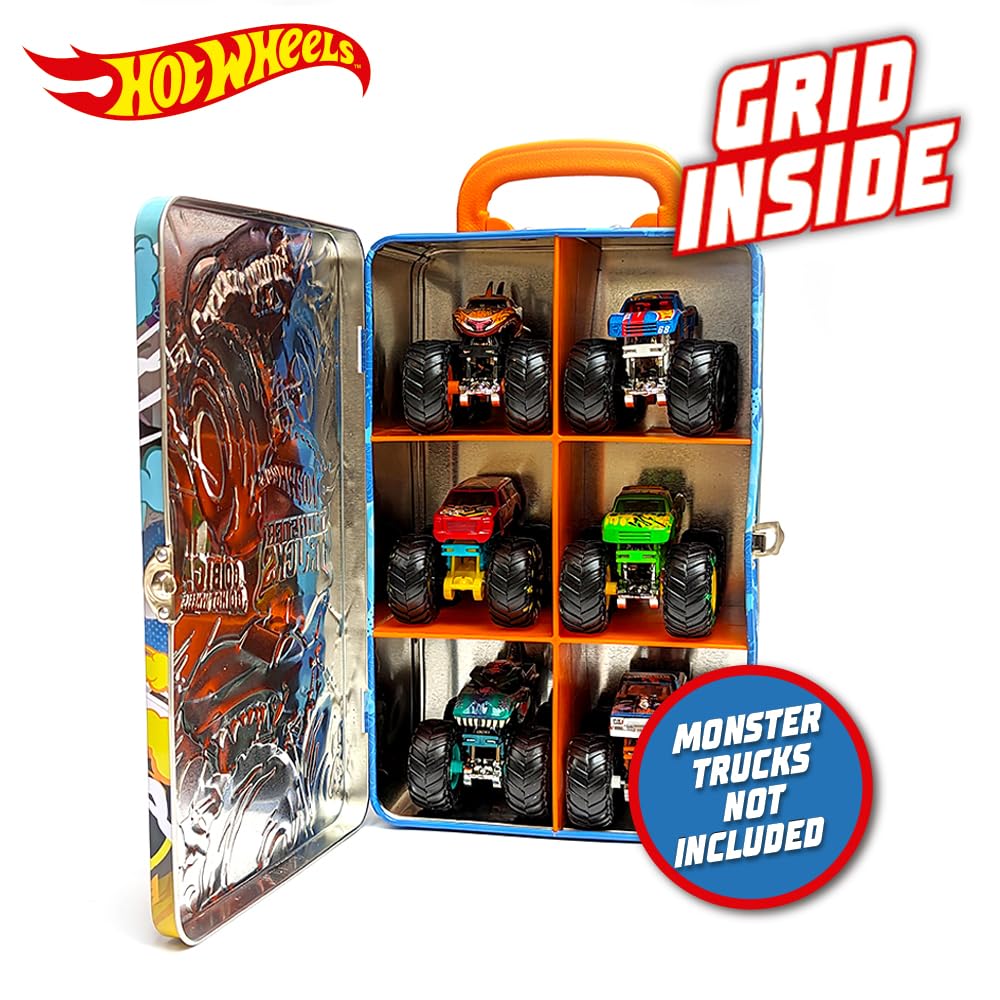Hot Wheels Monster Trucks Storage Carry Case I Monster Truck Car Organizer | Stores up to 6 Monster trucks or 20 cars - Vehicles not included