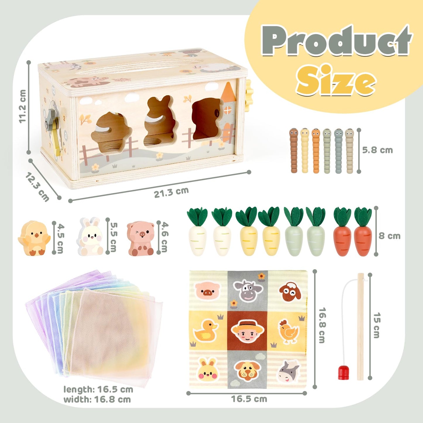 Vanplay Montessori Toys for 1 Year Old, 6 in 1 Baby Tissue Box Toy Wooden Activity Cube, Shape Sorter Sensory Toys for Babies 12 Months, 1st Birthday Gifts for Girls Boys