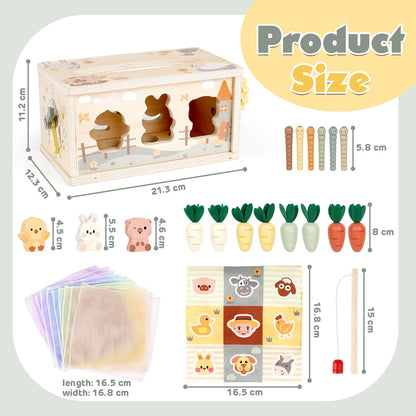 Vanplay Montessori Toys for 1 Year Old, 6 in 1 Baby Tissue Box Toy Wooden Activity Cube, Shape Sorter Sensory Toys for Babies 12 Months, 1st Birthday Gifts for Girls Boys