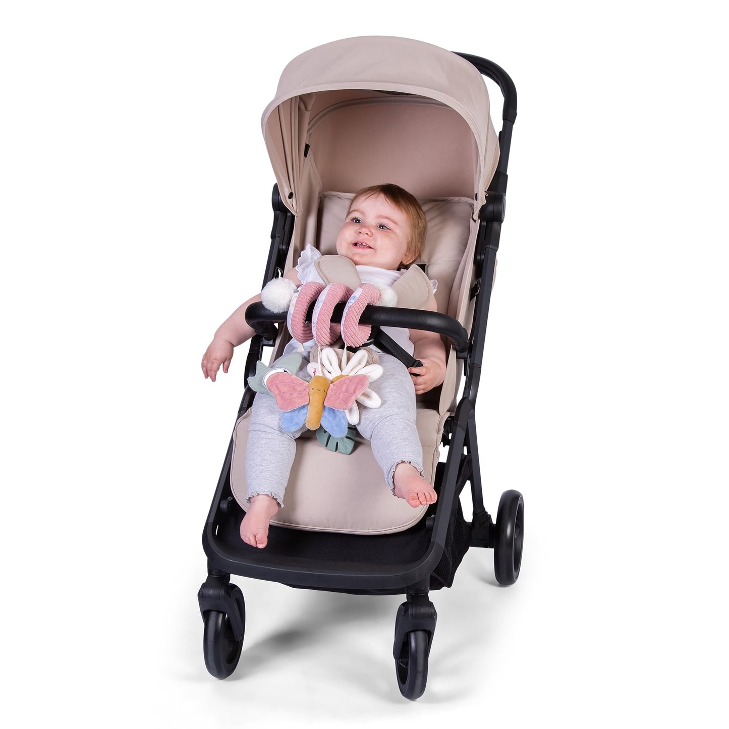 Red Kite Spiraloo Twisty Activity Toy with baby-safe mirror and teether, featuring colorful rose and ivy design for infants.
