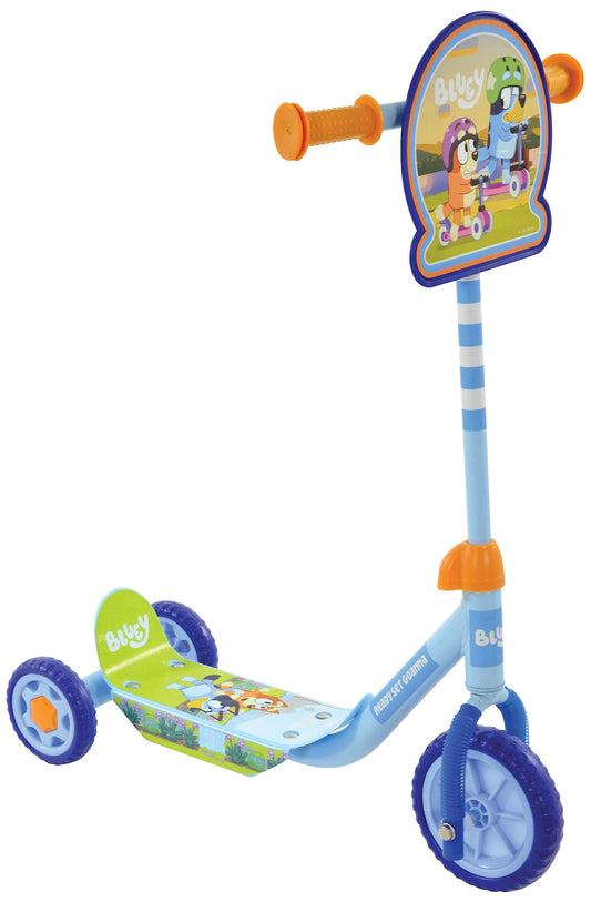 Bluey 3-Wheel Tri Scooter for Kids | Deluxe Edition Officially Licensed with Exciting Decals | Sturdy Steel Frame Puncture-Proof Tyres | Adjustable Handlebar Height | Age 3+ Years