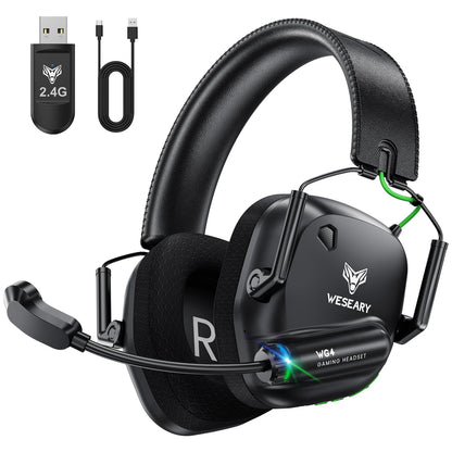 WESEARY Wireless 2.4GHz Gaming Headset for PS5, PS4, Mac, Switch, Mobile, Gaming Headphones with Crystal-Clear ENC Mic, Bluetooth 5.4, Ultra-Low Latency, Stereo Bluetooth Headset for PC