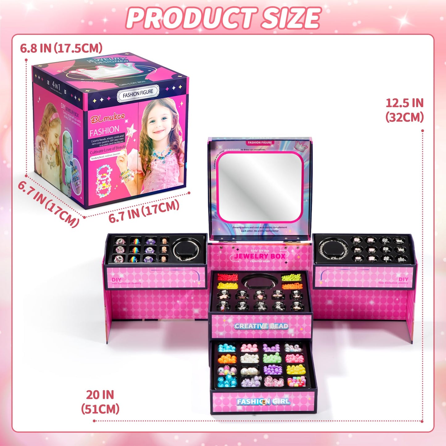 BLmukce charm bracelet making kit for girls featuring beads, charms, and jewelry supplies for DIY fashion jewelry craft.