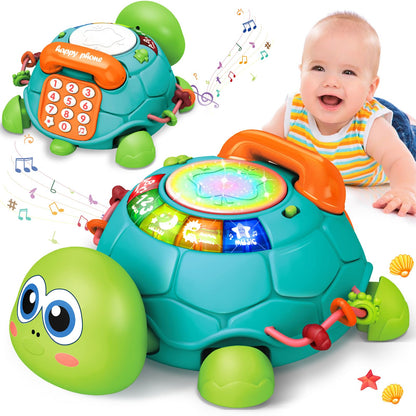 Kaybolge Baby Toys Crawling Turtle Sensory Toys for Babies Toddler kids Infant Girls Boys Musical Phone Learning Educational Lights/Music/Number Letter Christmas Valentines day Birthday Toy Gift