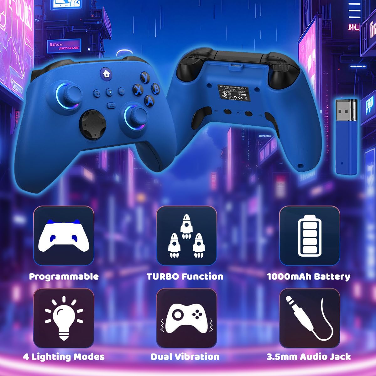 Lampelc Xbox One wireless controller with ergonomic design for Xbox Series X, S, and Windows gaming consoles.