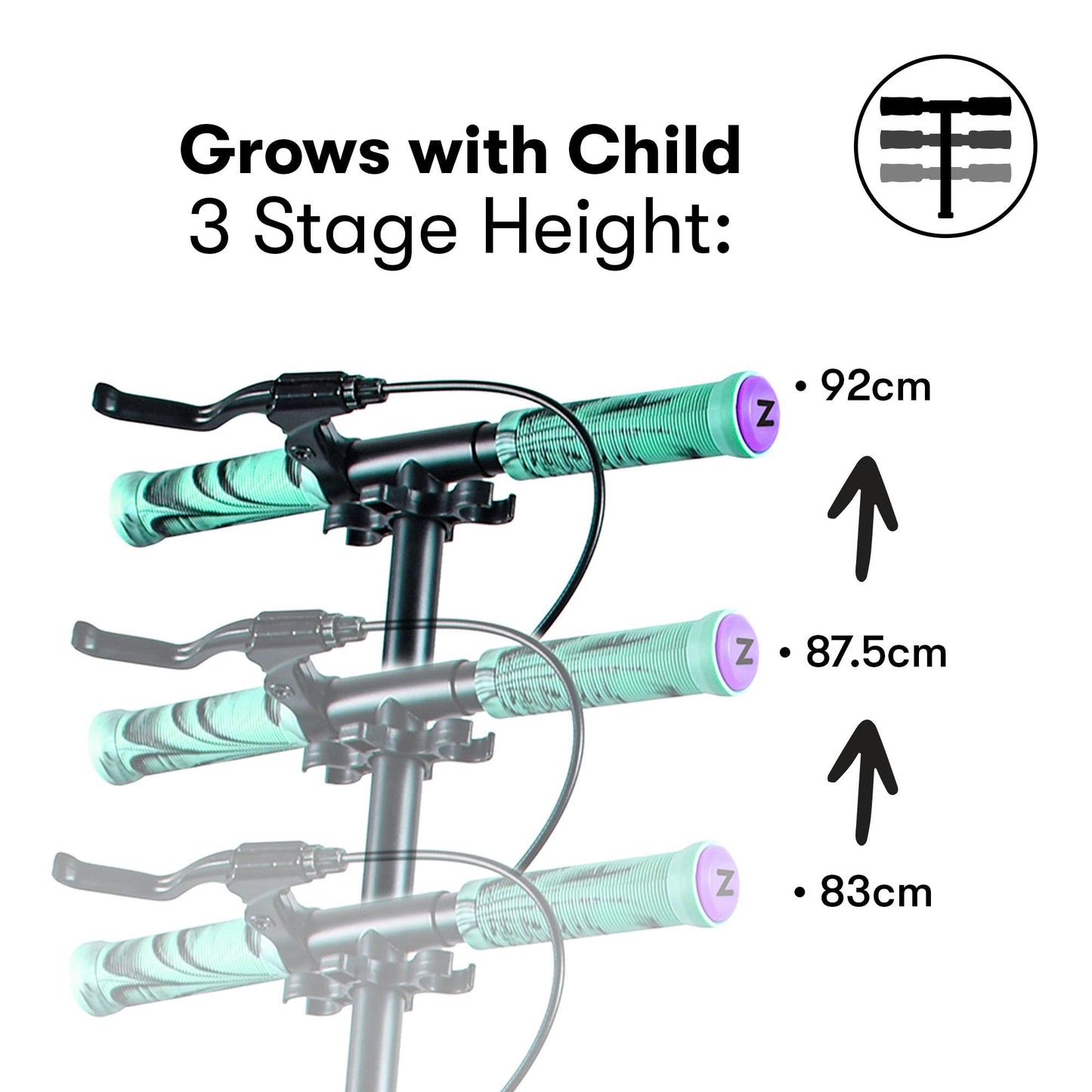 Zinc Verge Pro Kids Scooter – Big Wheel Kick Scooter for Ages 6+, Foldable 2-Wheel Scooter with 200mm Wheels, Lightweight, Height Adjustable, Rear Footbrake, Supports up to 100kg, Black & Green
