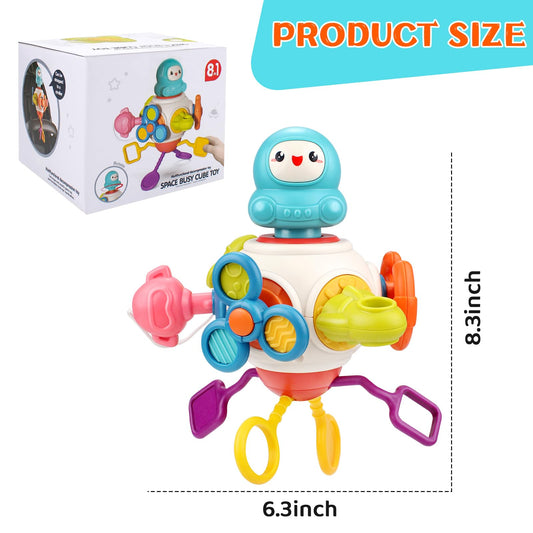 Montessori Toys for 1 2 Years Old Sensory Toys for Toddlers 1-3 8-in-1 Busy Board Activity Cube Baby Gifts for 6-18 Months Infant Boys Girls Airplane Plane Car Travel Toys Educational Learning