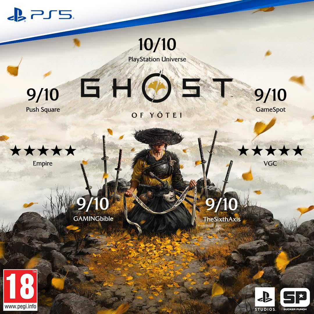 Ghost of Yotei game cover for PS5 featuring stunning artwork and the PlayStation logo.