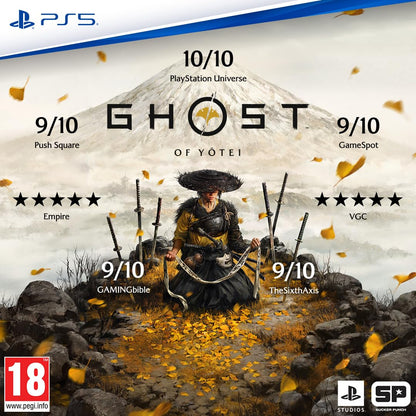 Ghost of Yotei game cover for PS5 featuring stunning artwork and the PlayStation logo.