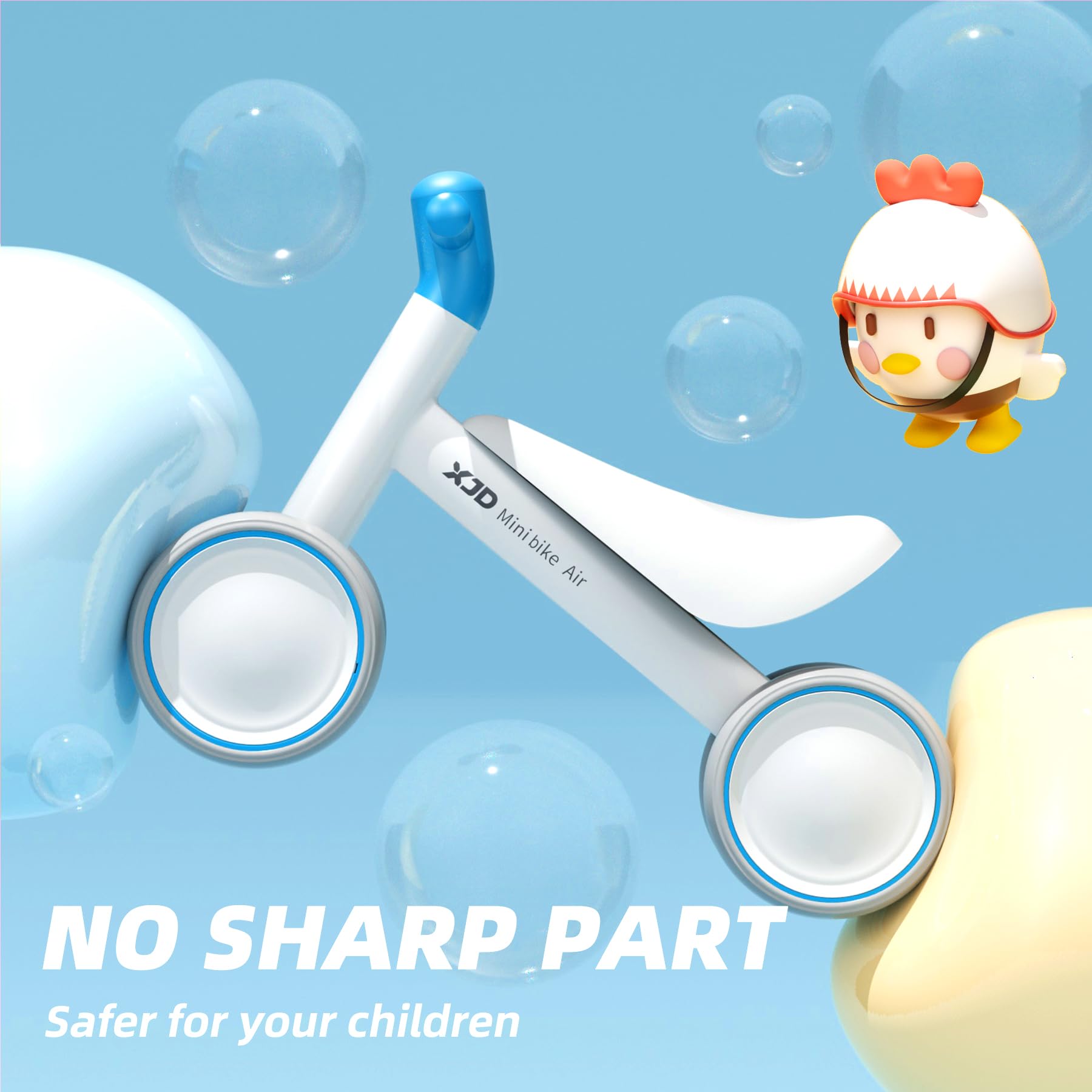 Cyan XJD baby balance bike for toddlers, designed for 10-24 months, featuring no pedals and a sturdy frame.