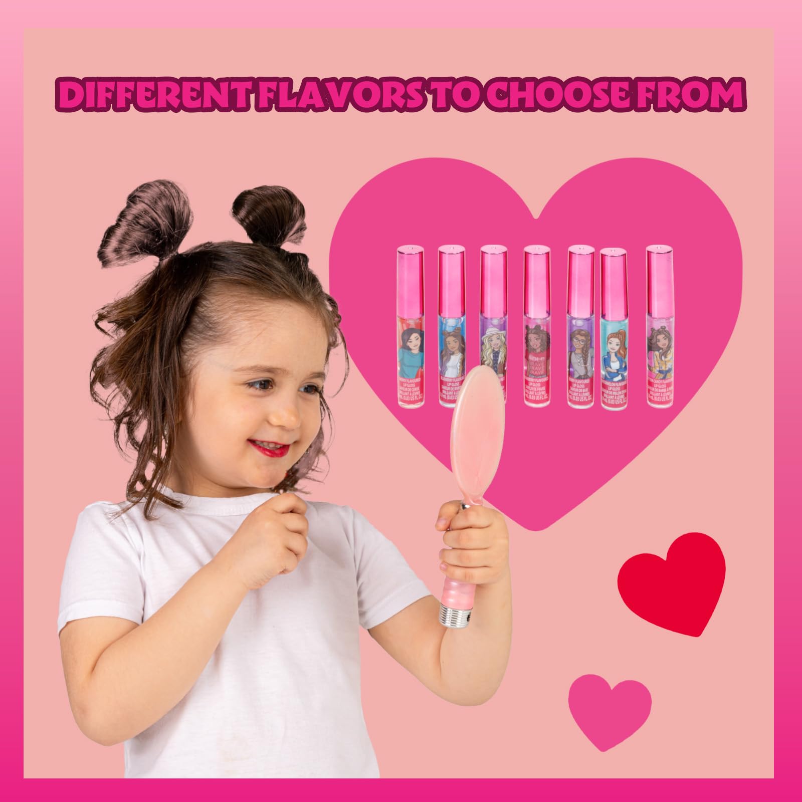 Barbie 7-piece plant-based lip gloss set for girls, ideal for parties and sleepovers by Townley Girl.