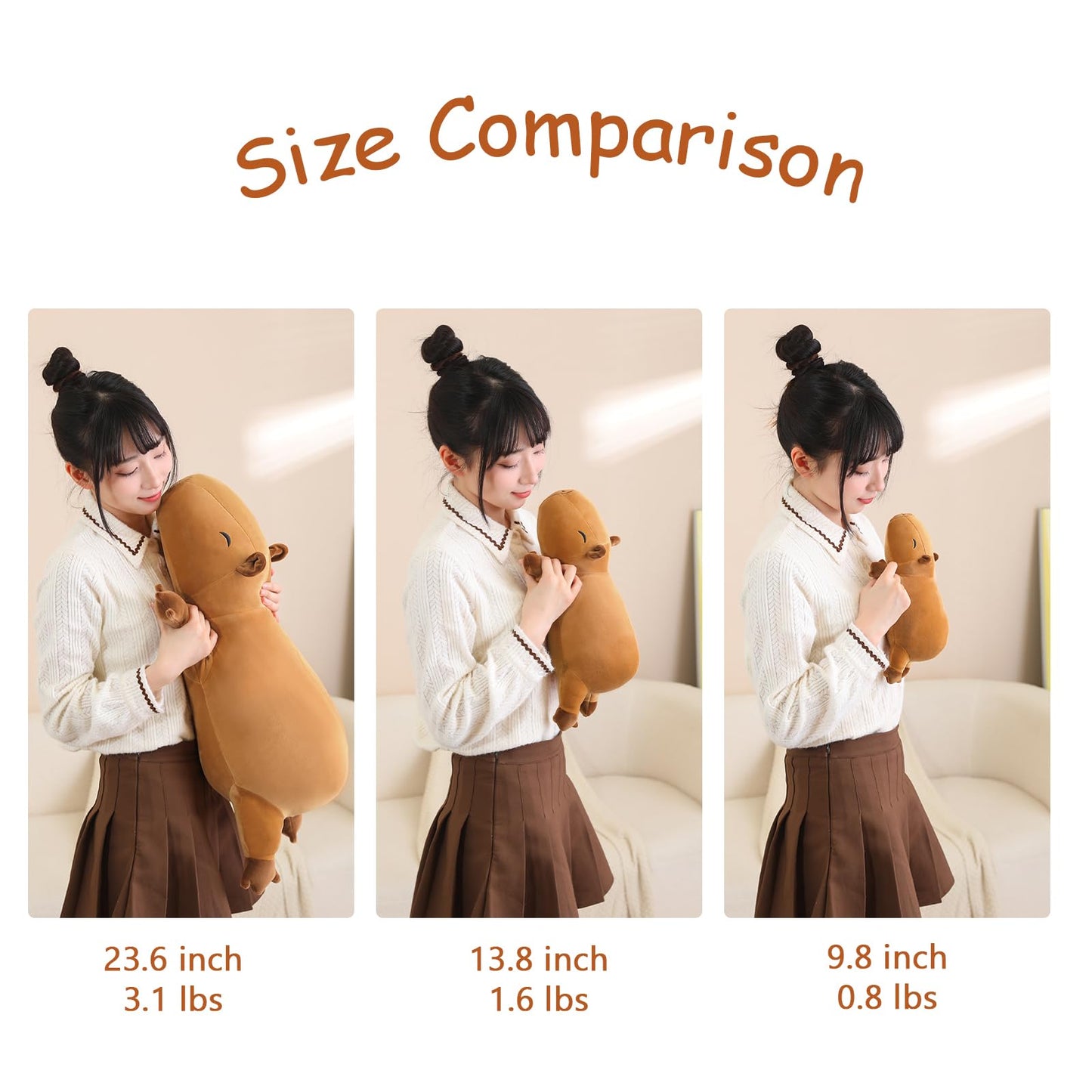 SQEQE Weighted Capybara Plush, Anxiety Relief Stuffed Animal, Soft Capybara Pillow Toy Gift for Kids & Adults, 25CM