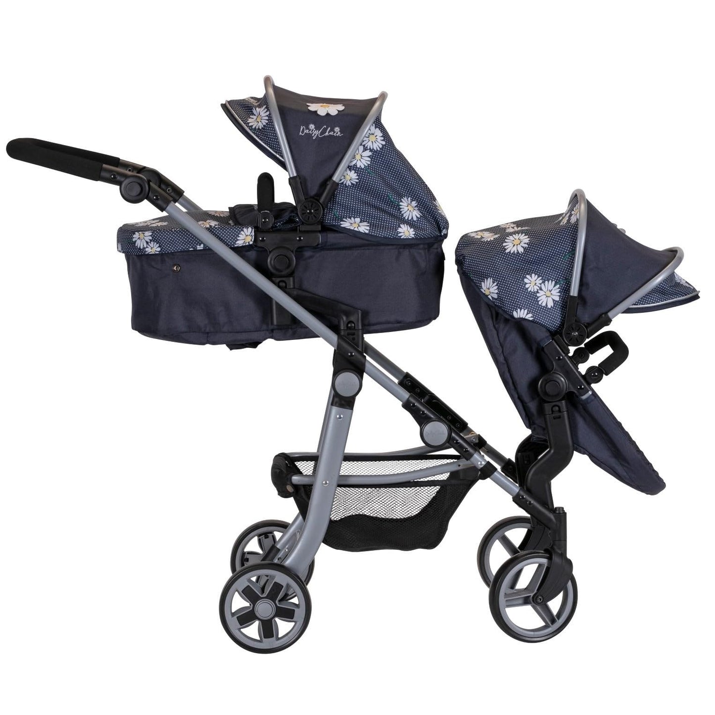 Daisy Chain Pinnacle Double Dolls Pram – The largest Dolls Pram in the World! Adjustable handle up to 95cm. For 7,8,9,10,11,12,13 years+. (Daisy Dot)