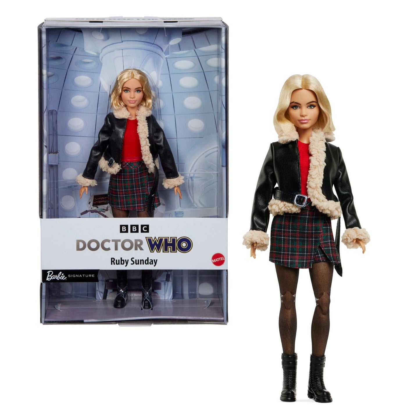 Barbie Ruby Sunday doll inspired by Doctor Who Series 14, with doll stand and authenticity certificate, detailed costume and accessories