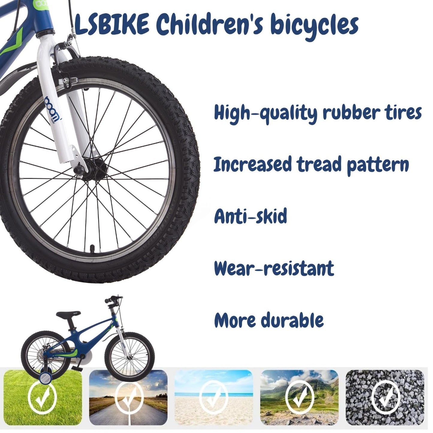 LSBIKE Kids Bike 14 16 18 Inch Magnesium Alloy Boys Girls Children Bicycle with Stabilizers Ages 2-9 Years Blue Pink Bicycle Double Brakes Training Wheel Freestyle Children Bike (18 inch Blue)