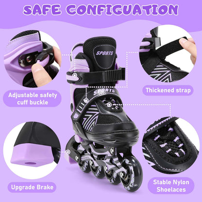 Ylaide kids inline skates for girls and boys, adjustable roller skates with light-up wheels, suitable for beginners, size UK 1-4
