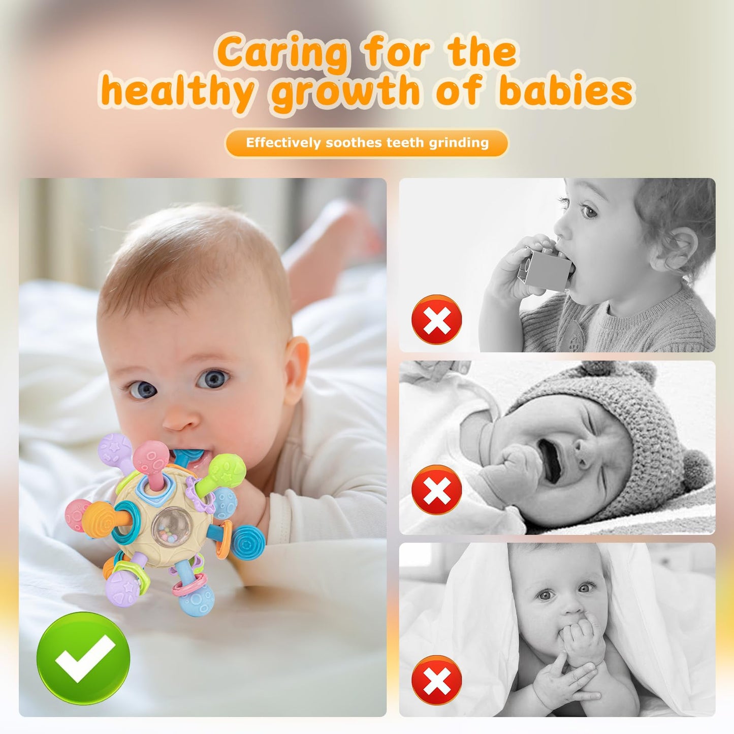 Baby Toys 0-6 Months, Baby Montessori Sensory Teething Toys, Activity Baby Ball,Newborn Rattle Teether Toys Developmental Early Educational Toys for 3 6 9 12 Month Boys Girls Gifts