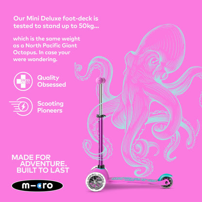 Micro Scooters | Mini Micro Deluxe LED Children's Scooter | Extra Grippy Deck | Weather Tested Stem | Remove & Fold Handlebar | Light Up Wheels | 2-5yrs | Boys & Girls | Lavender
