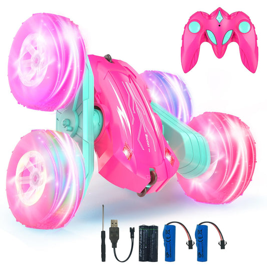 Rodzon 3300 Remote Control Car for Kids Toys 3 4 5 6 Years Old Girl,4X4 Crawlers Wheel Lights RC Car,Christmas Birthday Gift Boy Girls Age 3-12 Years,Pink