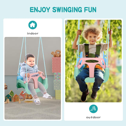 REDCAMP 3-in-1 Ajustable Toddler Swing Seat，High-Back Baby Swing Chair with Safety Strap,Ideal for Garden Indoor Outdoor Playground,6 months - teens, Light Blue