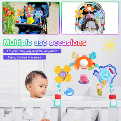 Yusvwkj ocean-themed baby mobile arch with colorful toys for pram, crib, or stroller, suitable for newborn to 12 months.