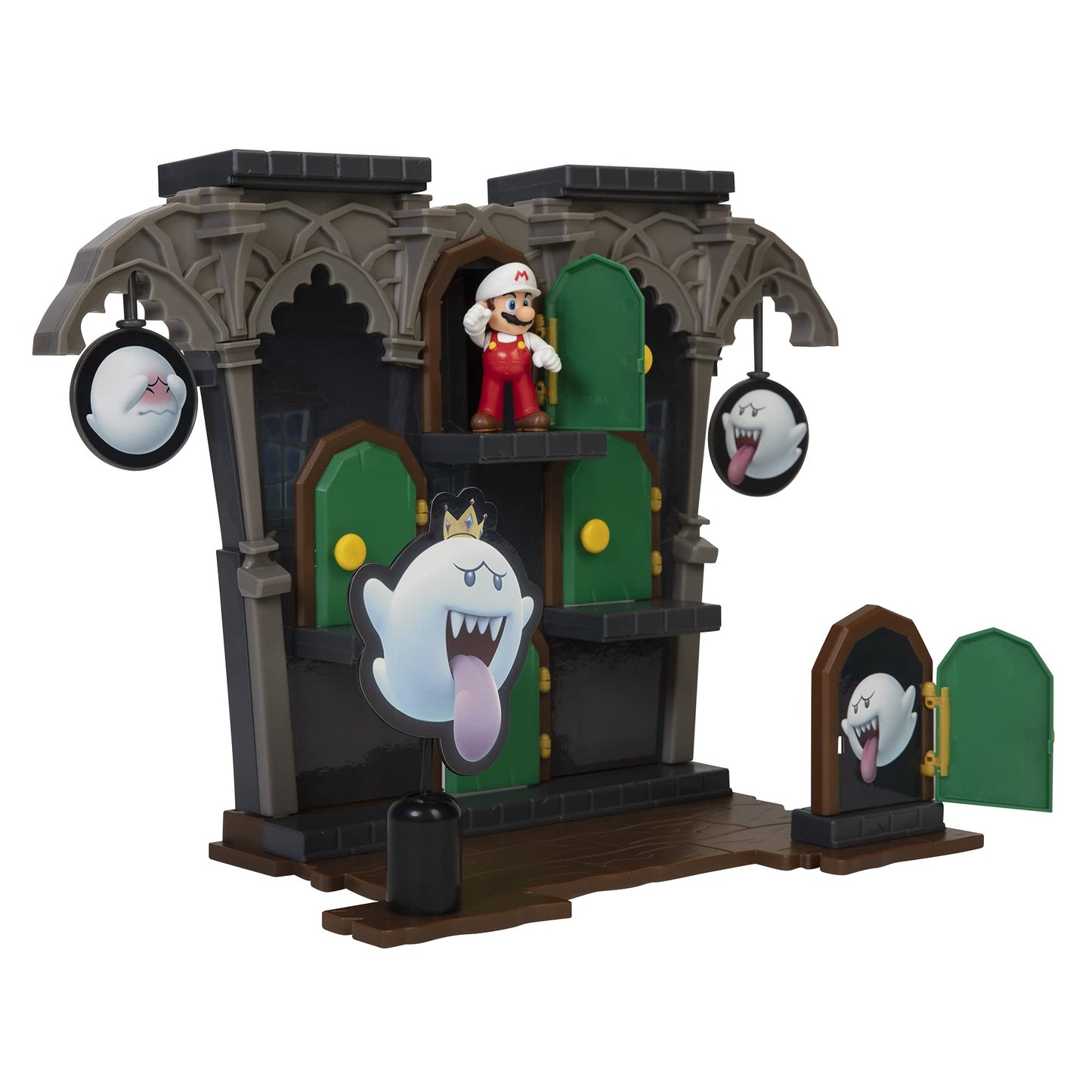 Super Mario Super Mario Coffret Grand manoir de Boo toy set featuring Mario characters and haunted mansion design.