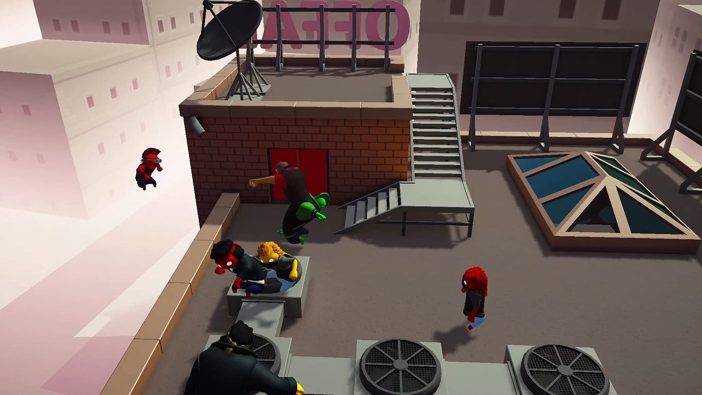 Switch game cover for GANG BEASTS by Skybound Games featuring colorful, cartoon-style characters in humorous combat poses.