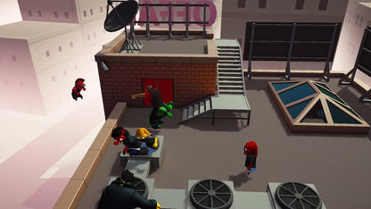 Switch game cover for GANG BEASTS by Skybound Games featuring colorful, cartoon-style characters in humorous combat poses.